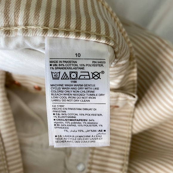 Old Navy Women's Beige Striped Extra High Rise Cotton Pants Size 10 Straight Leg - Picture 8 of 16